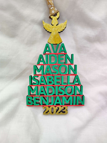 Personalised Family Names Christmas Tree Decoration