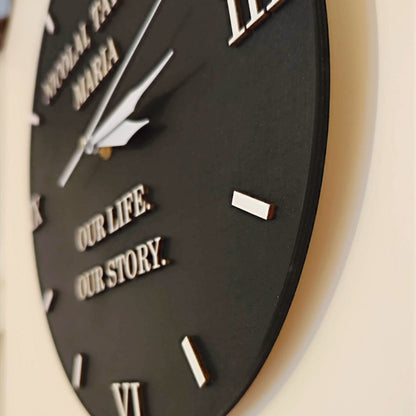 Personalise Wooden Wall Clock "Black&White"