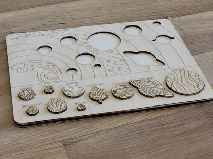 Handmade Wooden Solar System Puzzle
