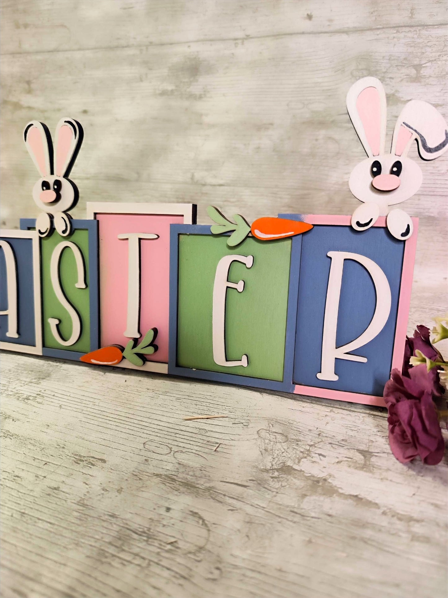 Easter Shelf sitter Sign, Bunny Spring Farmhouse Sign