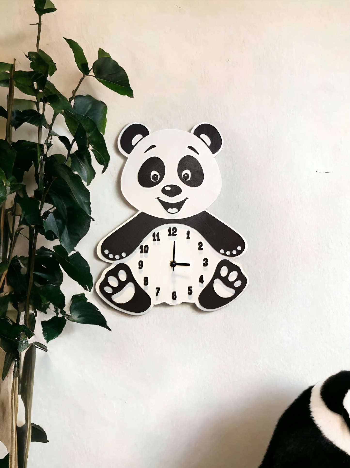 Kids Wooden Wall Clock "Panda"