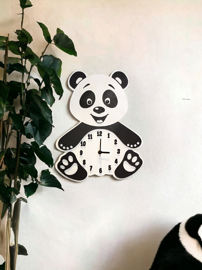 Kids Wooden Wall Clock "Panda"