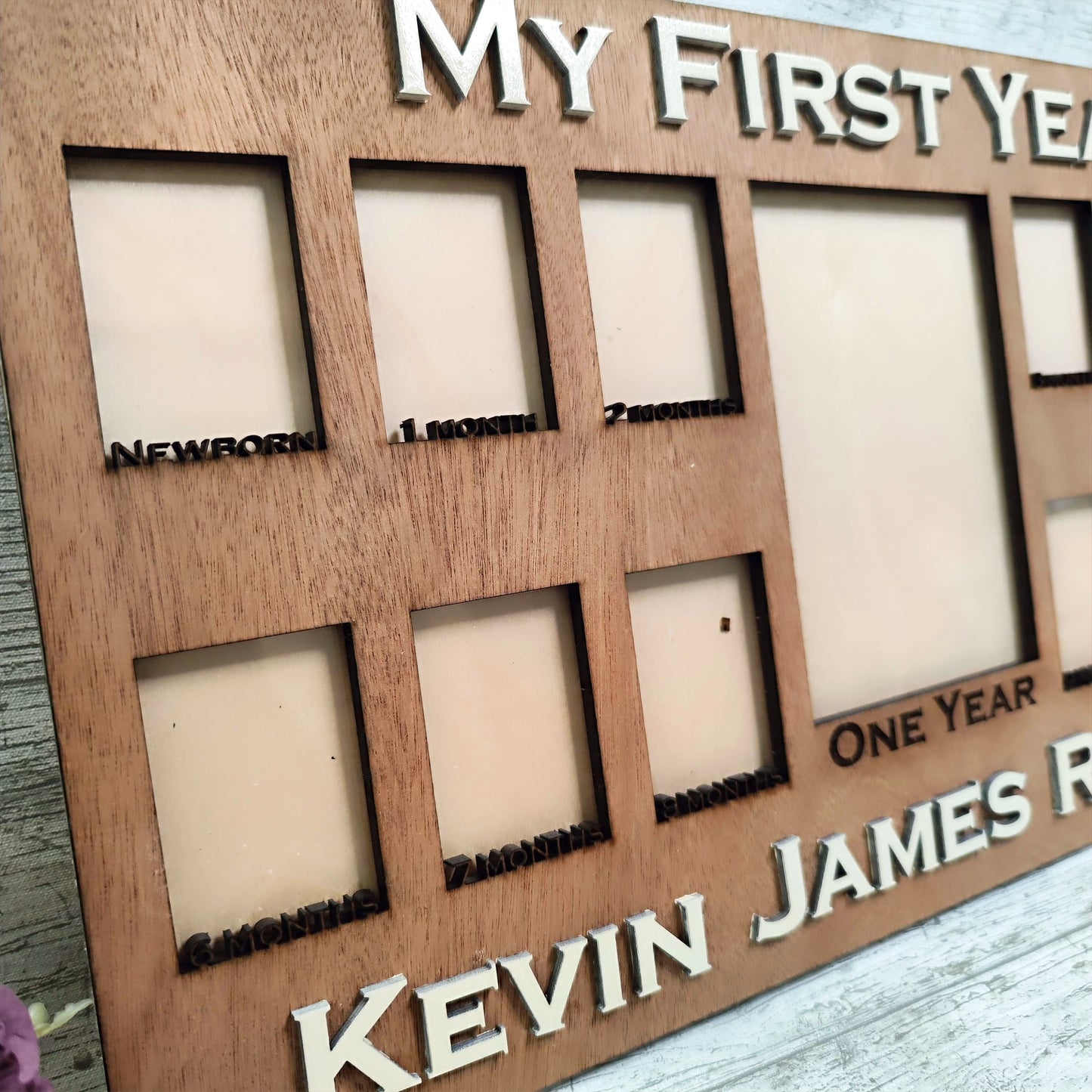 Baby's First Year Personalised Handcrafted Wooden Photo Frame