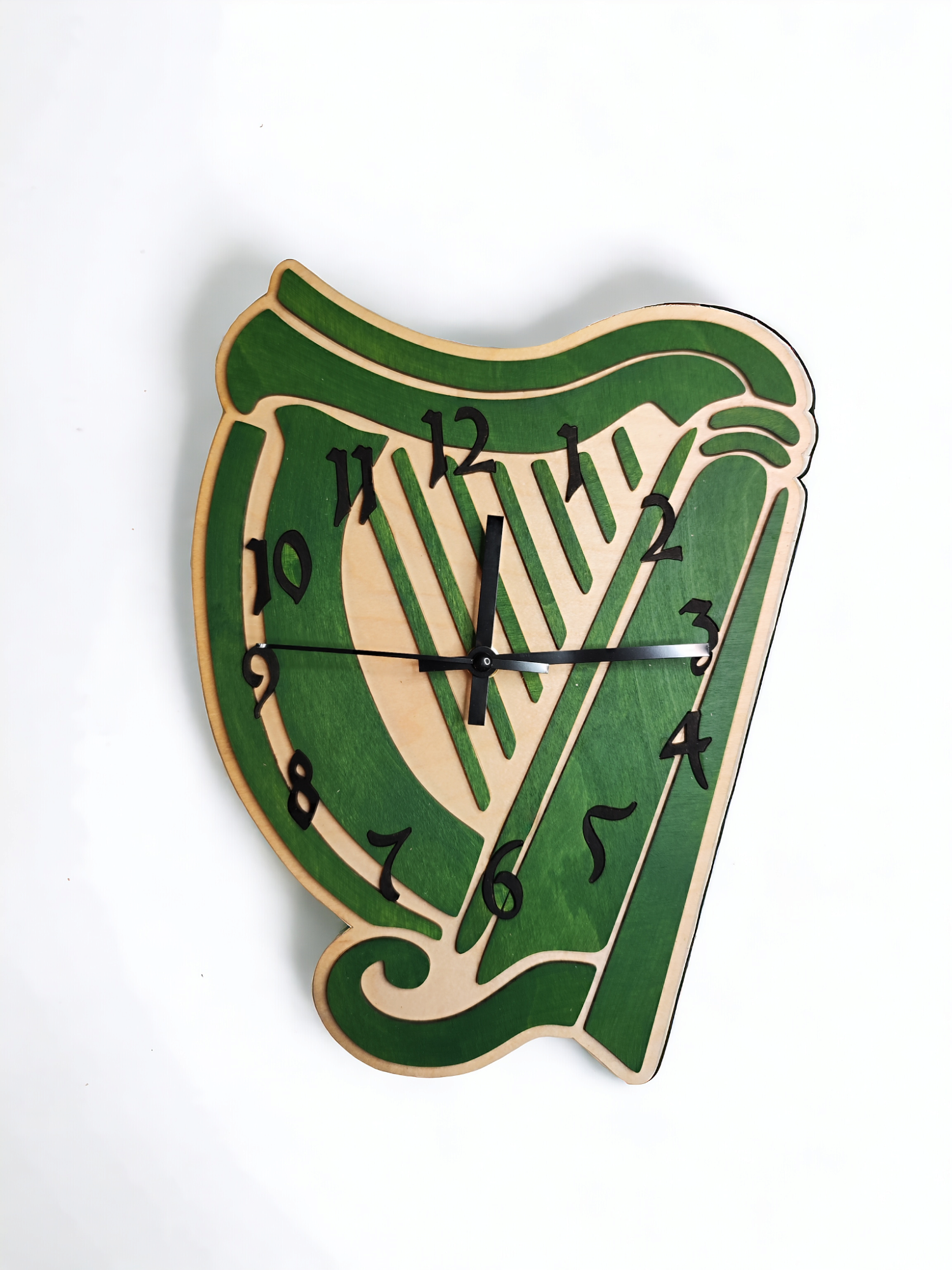 Wooden wall clock "Irish Harp"