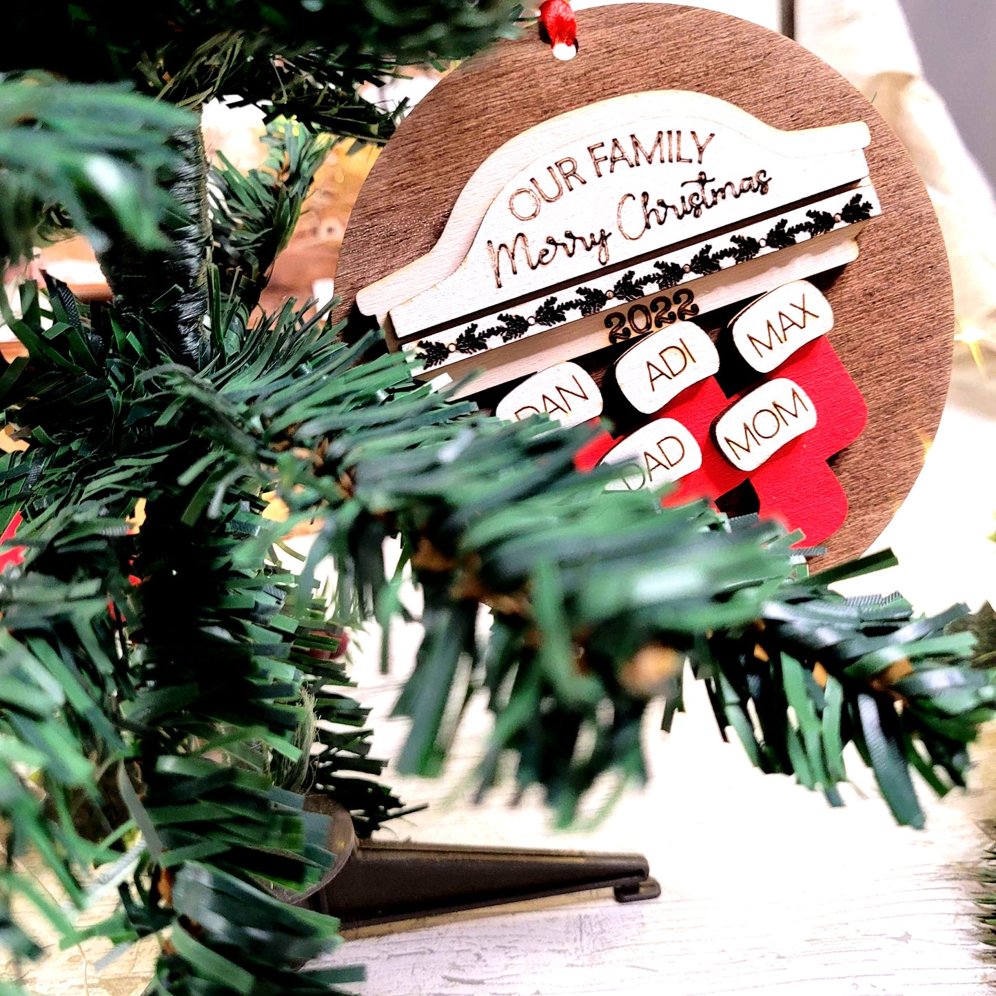 Family Christmas Tree Ornament (2-8 names)