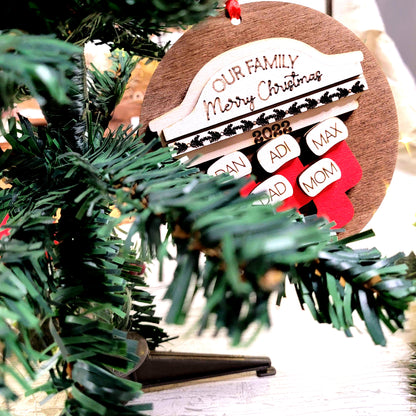Family Christmas Tree Ornament (2-8 names)