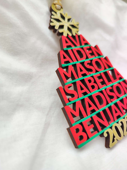Personalised Family Names Christmas Tree Decoration