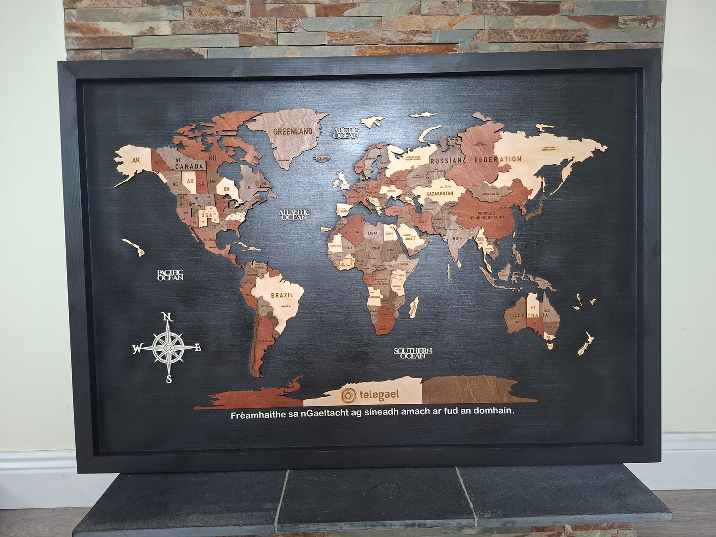 Wooden 3D World Map with Pins