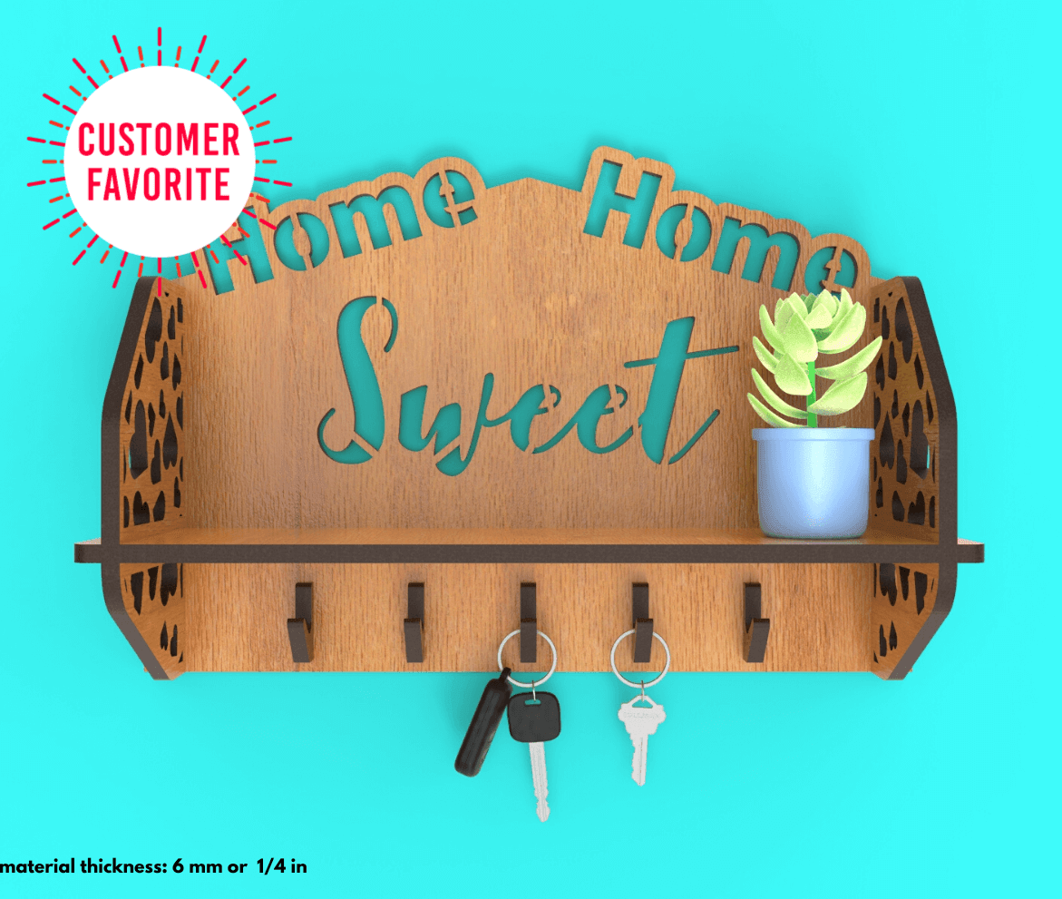 Handmade Wooden key holder, Wall decor