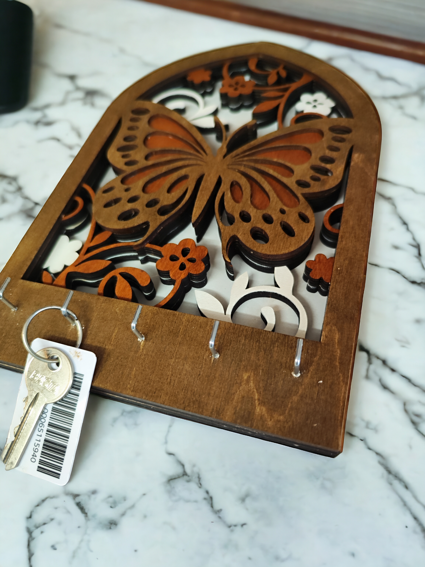 Butterfly Arch Wooden Key Holder