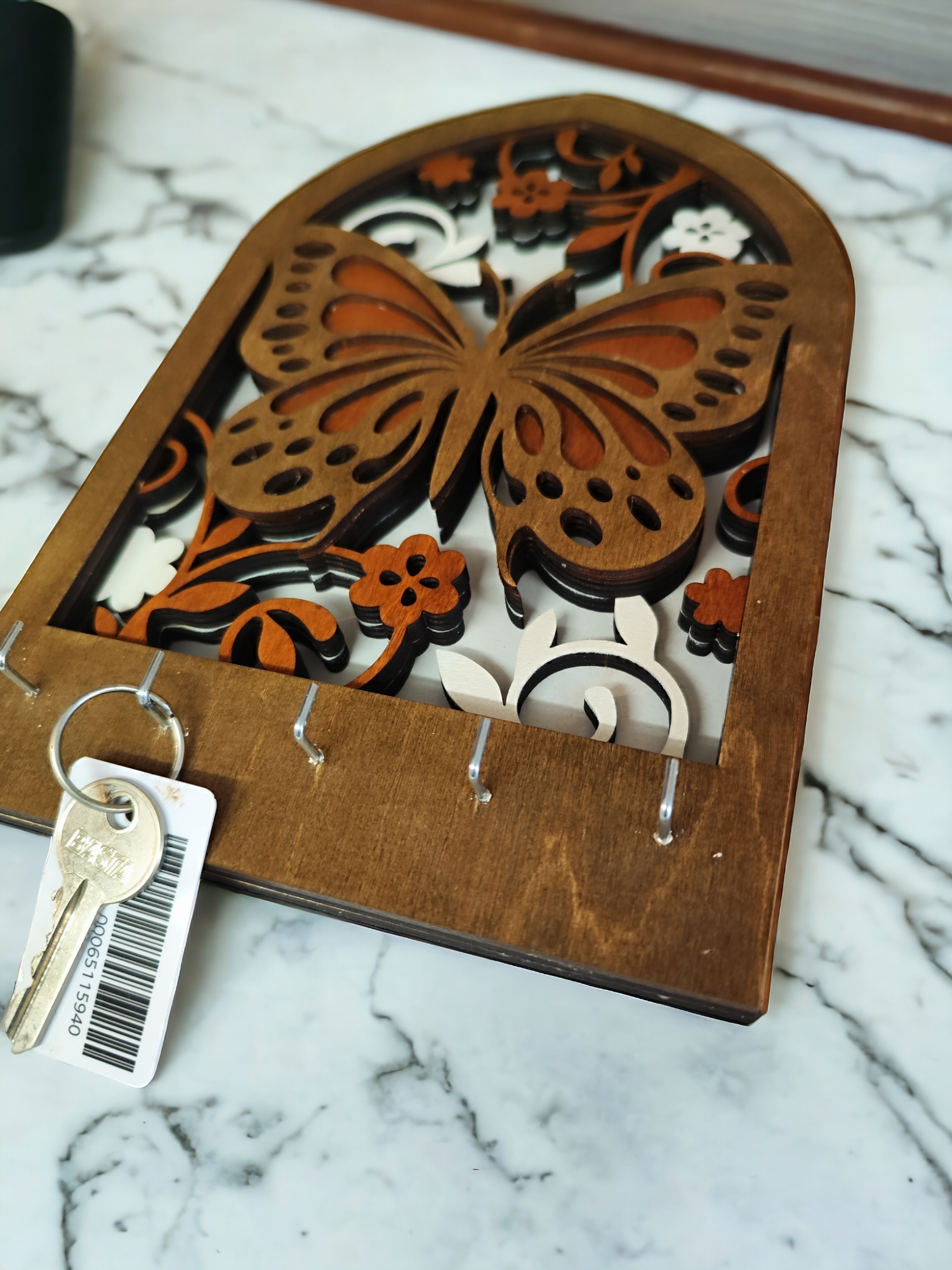 Butterfly Arch Wooden Key Holder