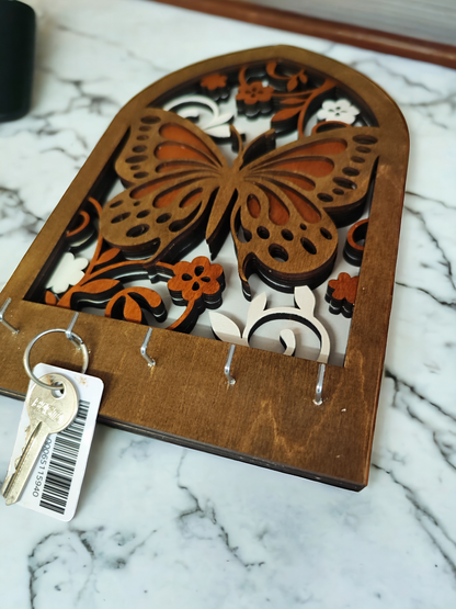 Butterfly Arch Wooden Key Holder