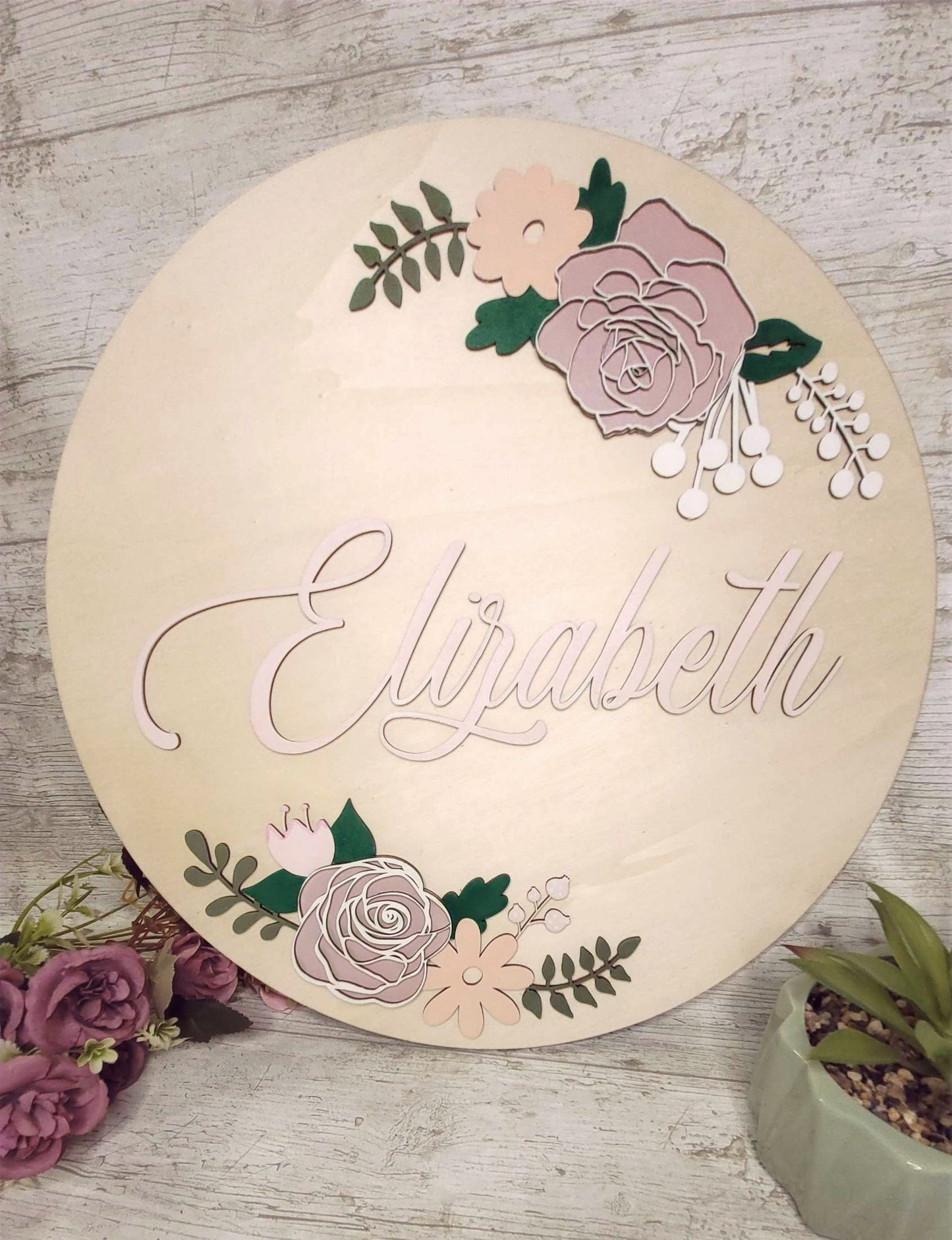 Personalised Flowers Nursery Name Plaque