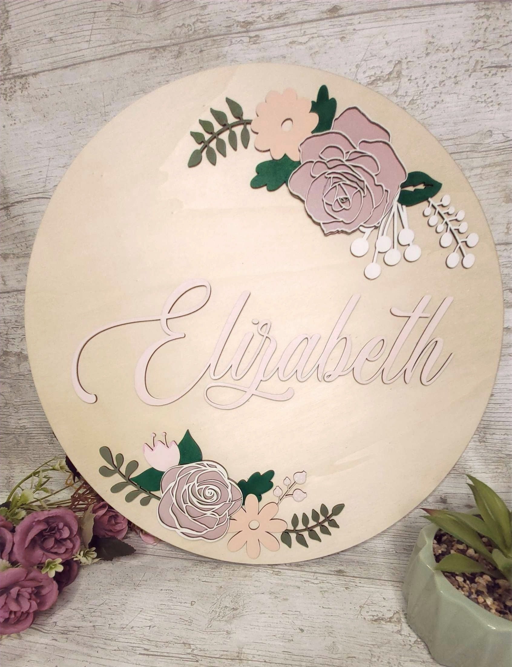 Personalised Flowers Nursery Name Plaque