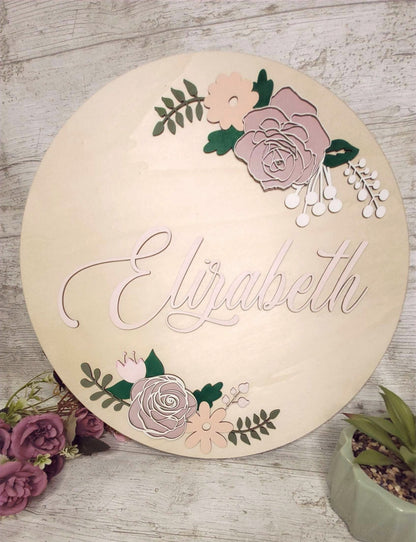 Personalised Flowers Nursery Name Plaque