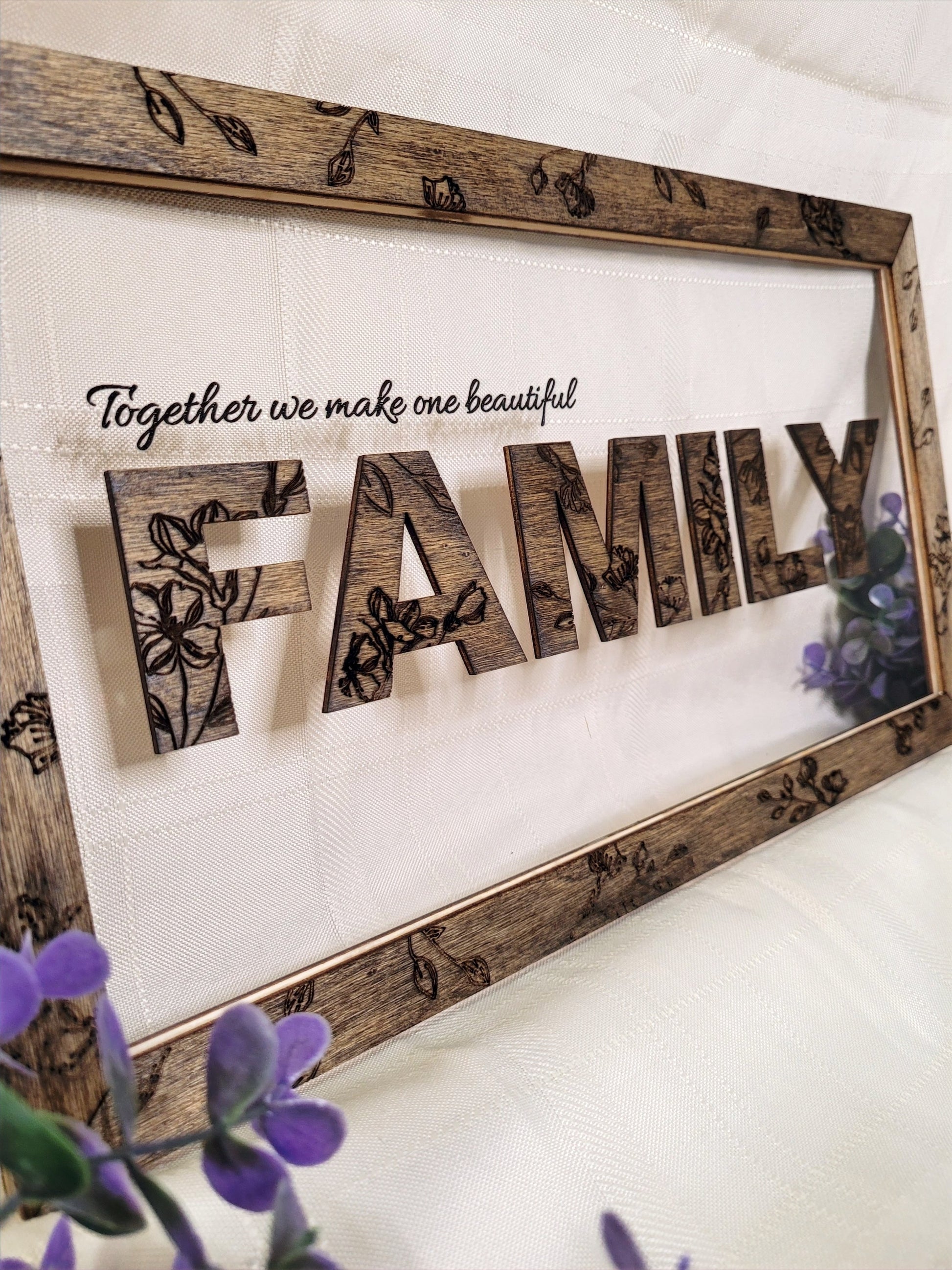 Family Quote Frame, Wild Flower designs, Mom and Dad gift