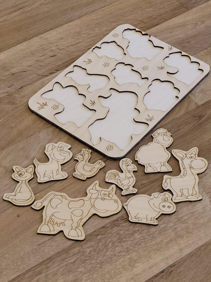 Hadmade Wooden Puzzle for toddlers, Montessori