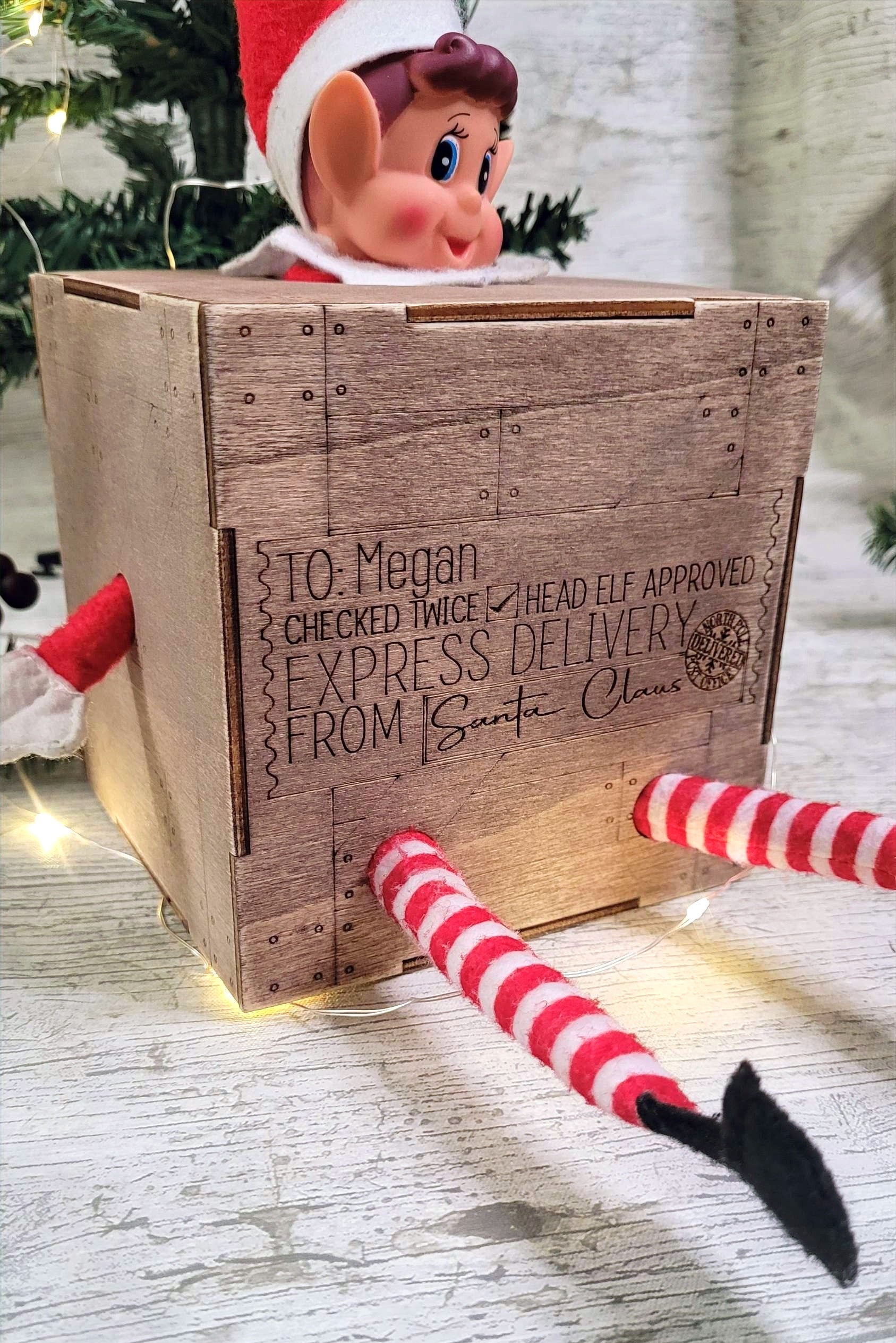 Elf Doll Personalised Arrival Box Crate (fit up to 4 elves)