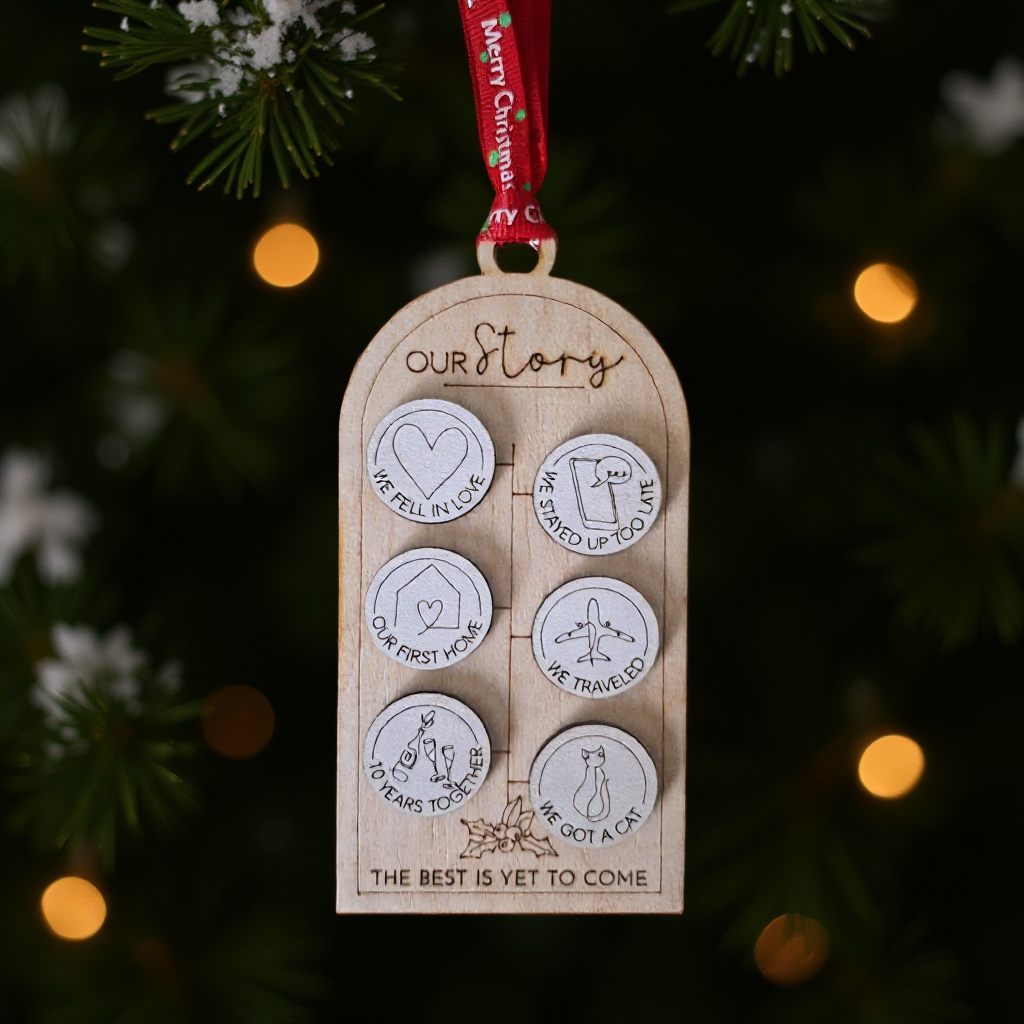 Personalised "Our Story" Wooden Milestone Ornament