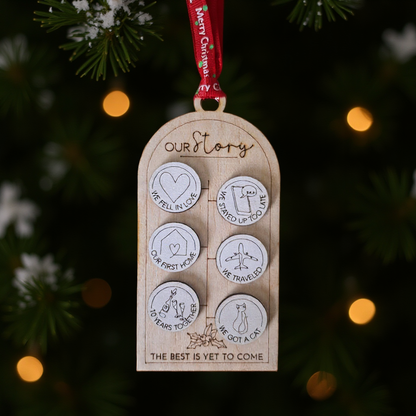 Personalised "Our Story" Wooden Milestone Ornament