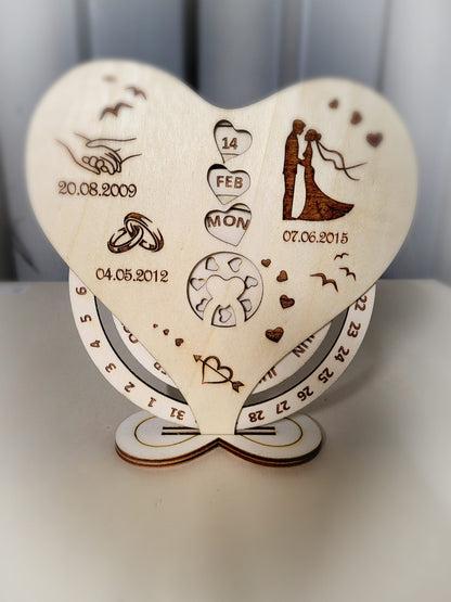 Personalised Perpetual Calendar, Valentine's Day