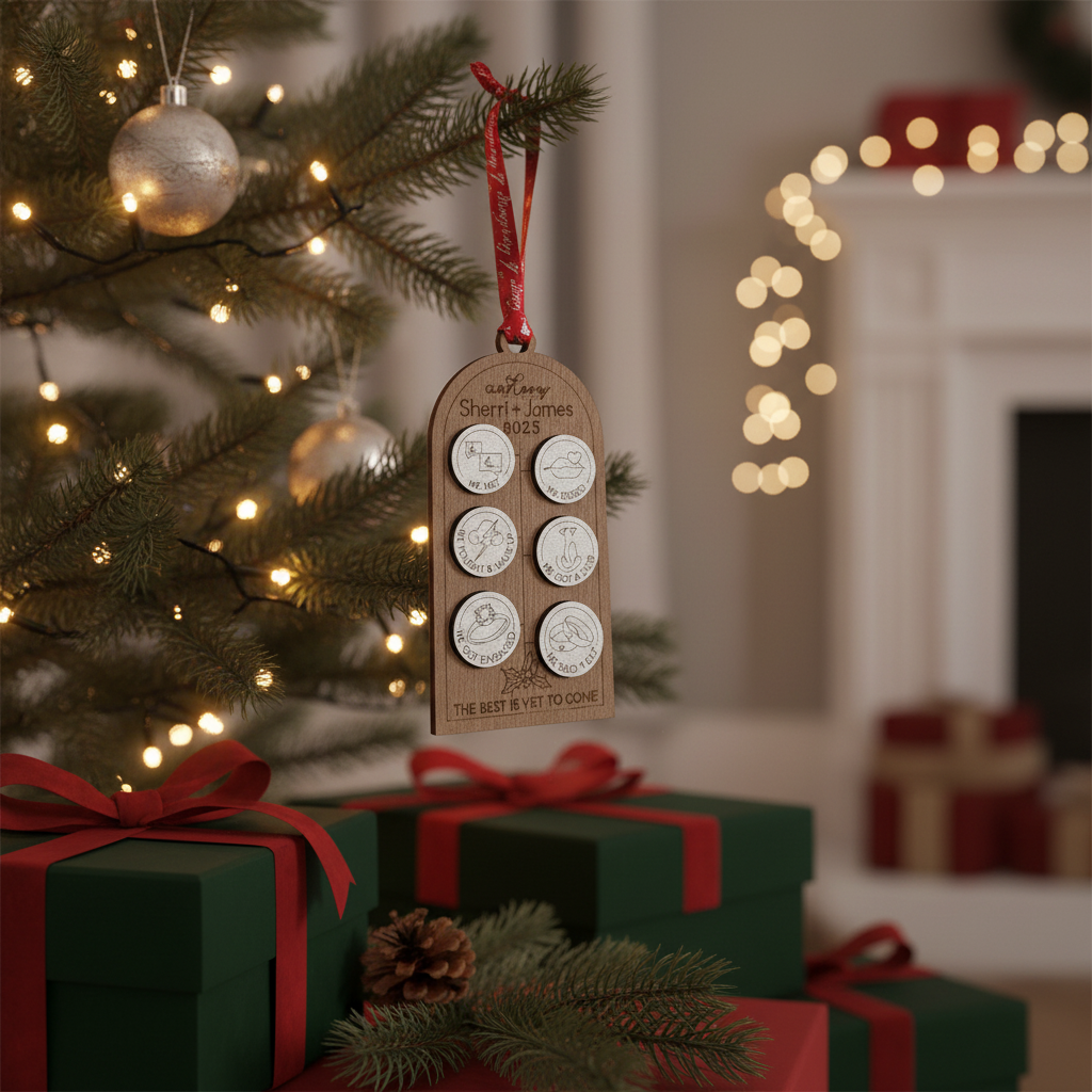 Personalised "Our Story" Wooden Milestone Ornament