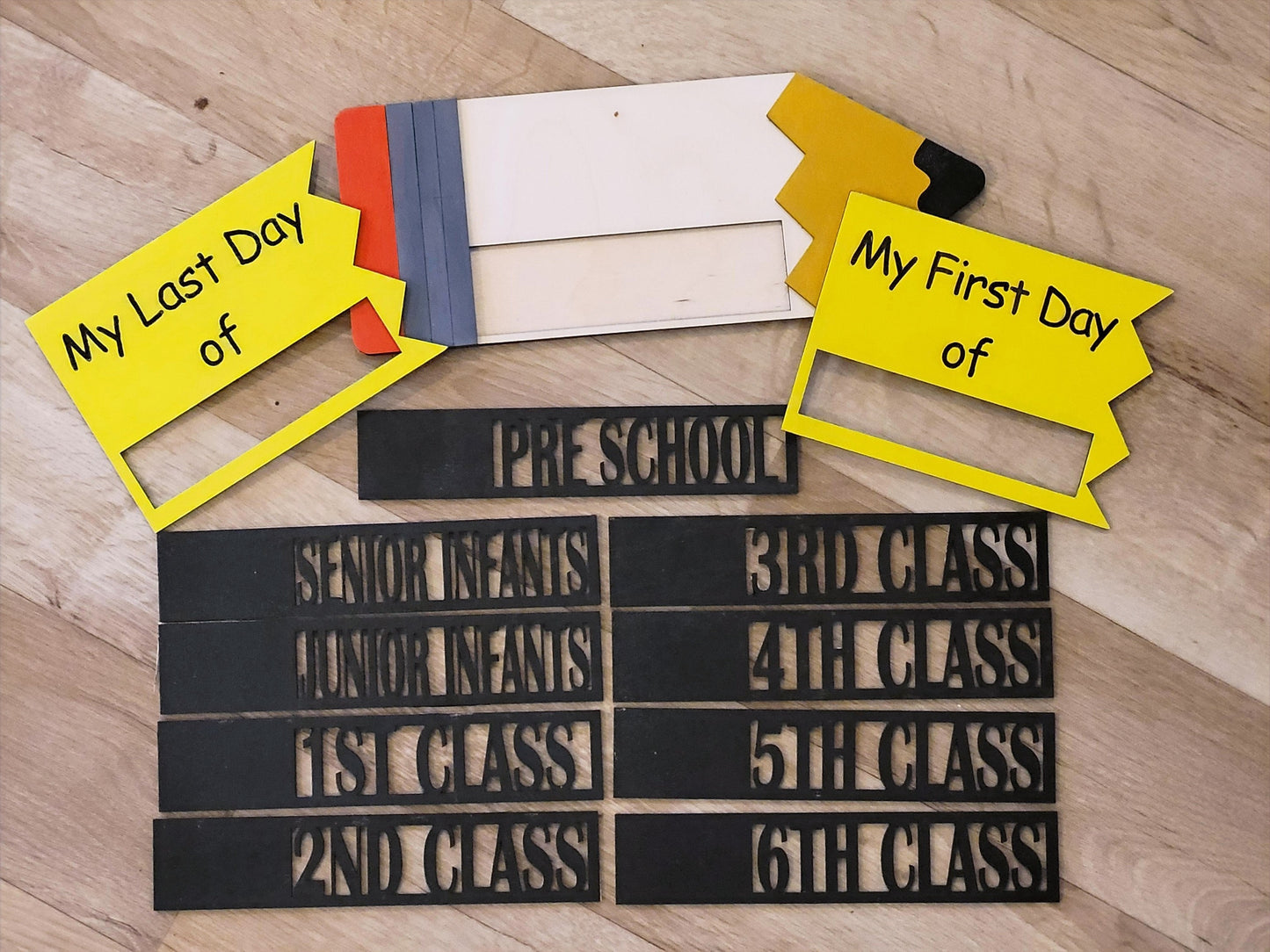 First / Last day of..., handmade, laser cut pencil