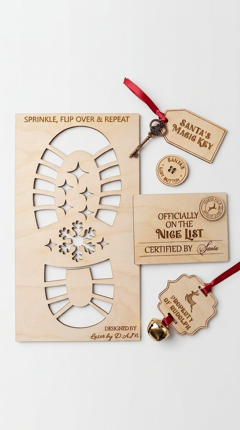 Santa's Magic Christmas Eve Kit – Wooden Santa Footprint Stencil & Keepsakes