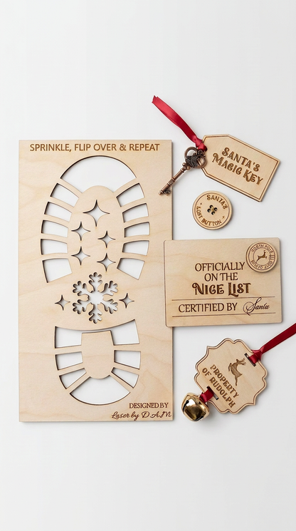 Santa's Magic Christmas Eve Kit – Wooden Santa Footprint Stencil & Keepsakes