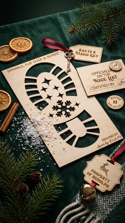 Santa's Magic Christmas Eve Kit – Wooden Santa Footprint Stencil & Keepsakes