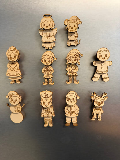 Wooden Christmas Fridge Magnets – Paint Your Own Festive Characters