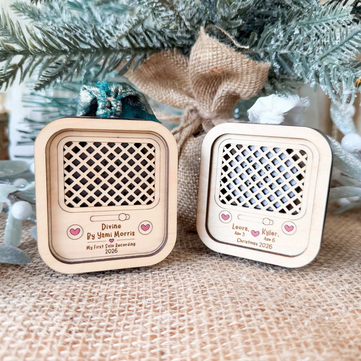 Personalised Vintage Radio Voice Recording Christmas Ornament