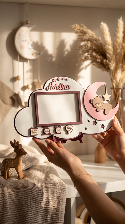 Personalised Wooden Baby Photo Frame with Birth Details