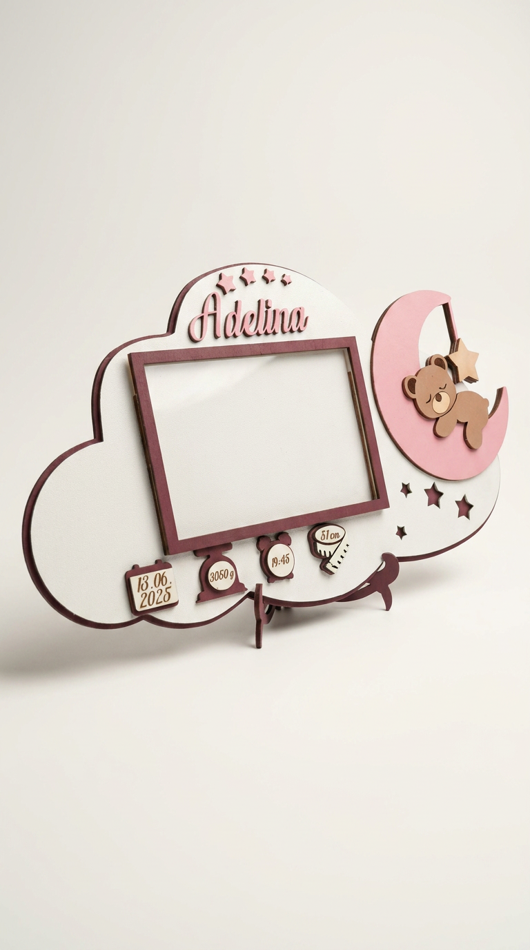 Personalised Wooden Baby Photo Frame with Birth Details