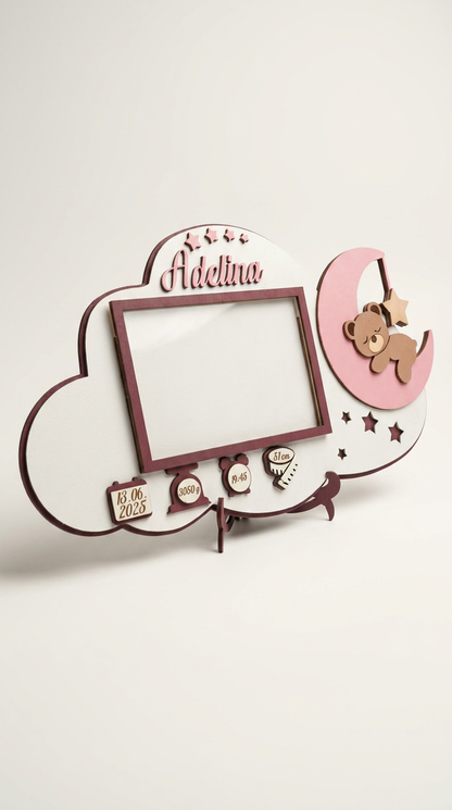 Personalised Wooden Baby Photo Frame with Birth Details
