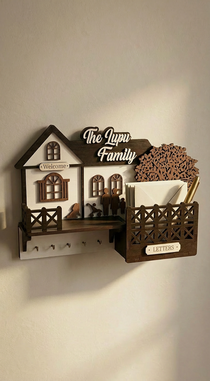 Personalisierter Schlüsselhalter & Briefkasten aus Holz – Irisches Willkommensschild