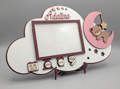 Personalised Wooden Baby Photo Frame with Birth Details