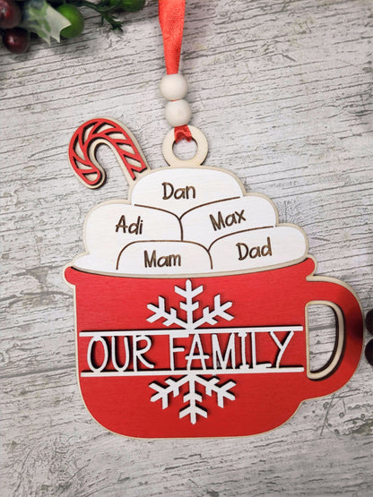 Christmas Tree Decoration Hot Chocolate | Personalisable Up To Six Names
