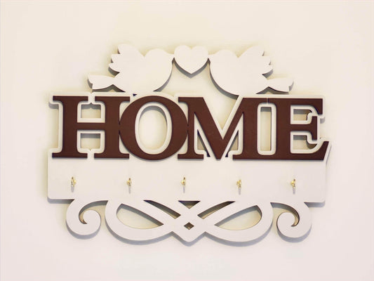 Wooden Wall Key holder "Home"