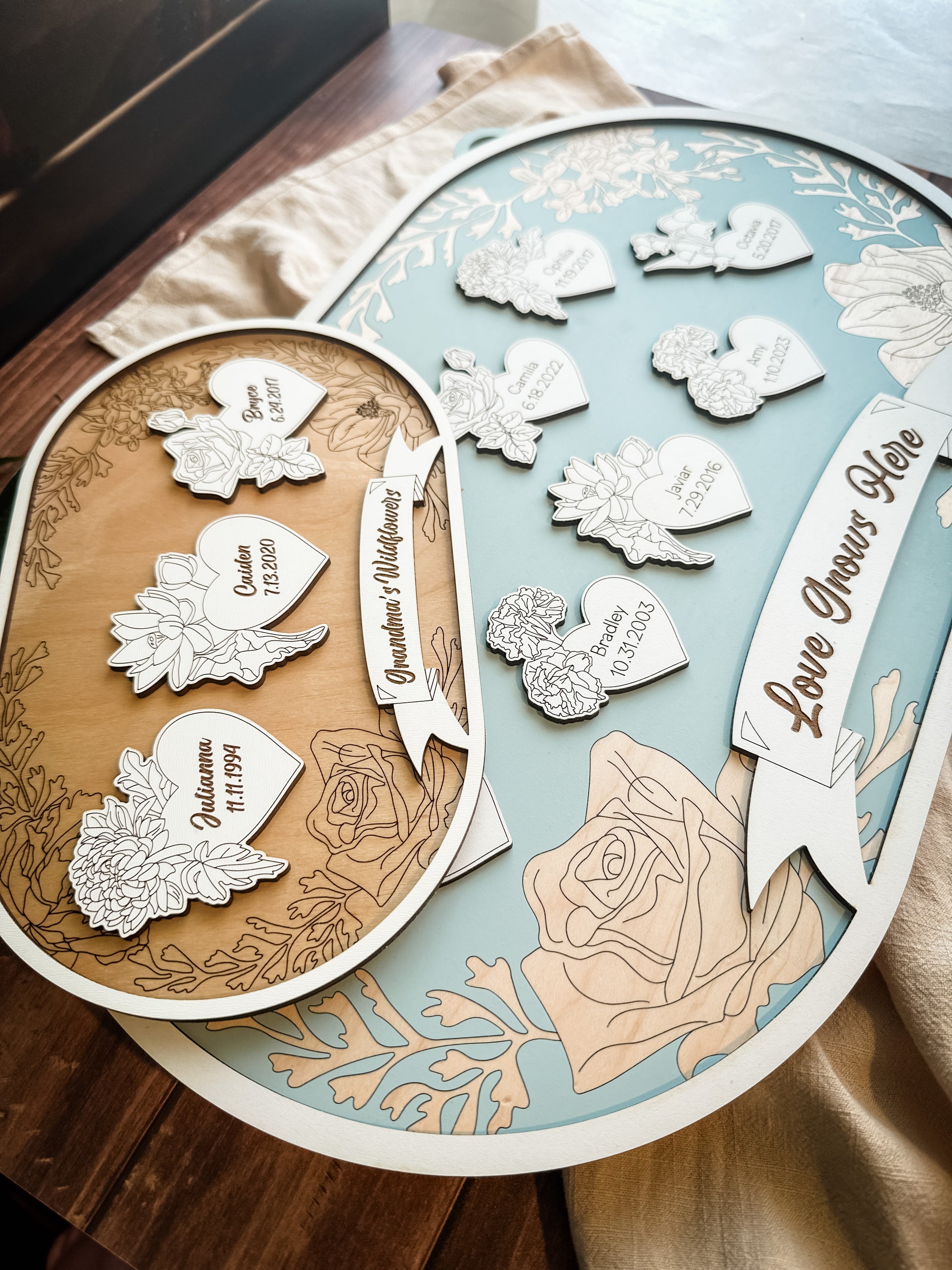 Birth Month Flower Family Signs / Ornament, Family Tree