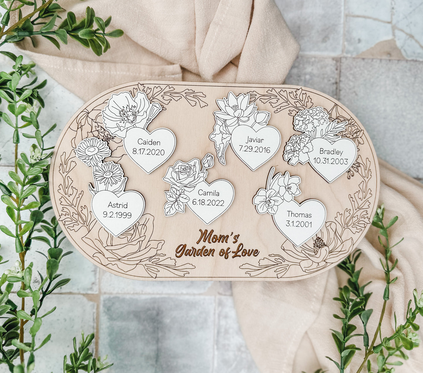 Birth Month Flower Family Signs / Ornament, Family Tree