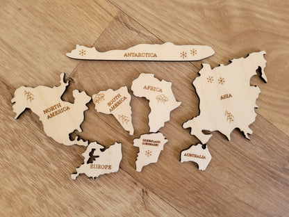 Handmade Wooden World Map Puzzle for kids