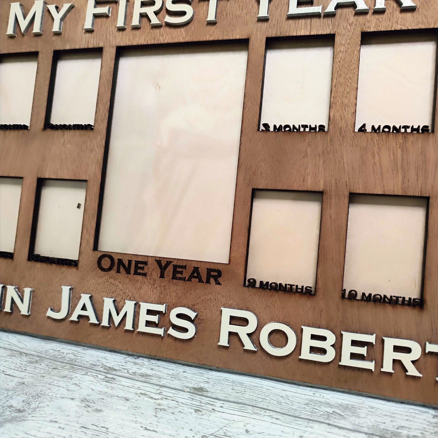 Baby's First Year Personalised Handcrafted Wooden Photo Frame