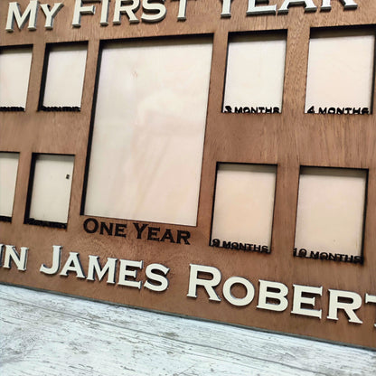 Baby's First Year Personalised Handcrafted Wooden Photo Frame