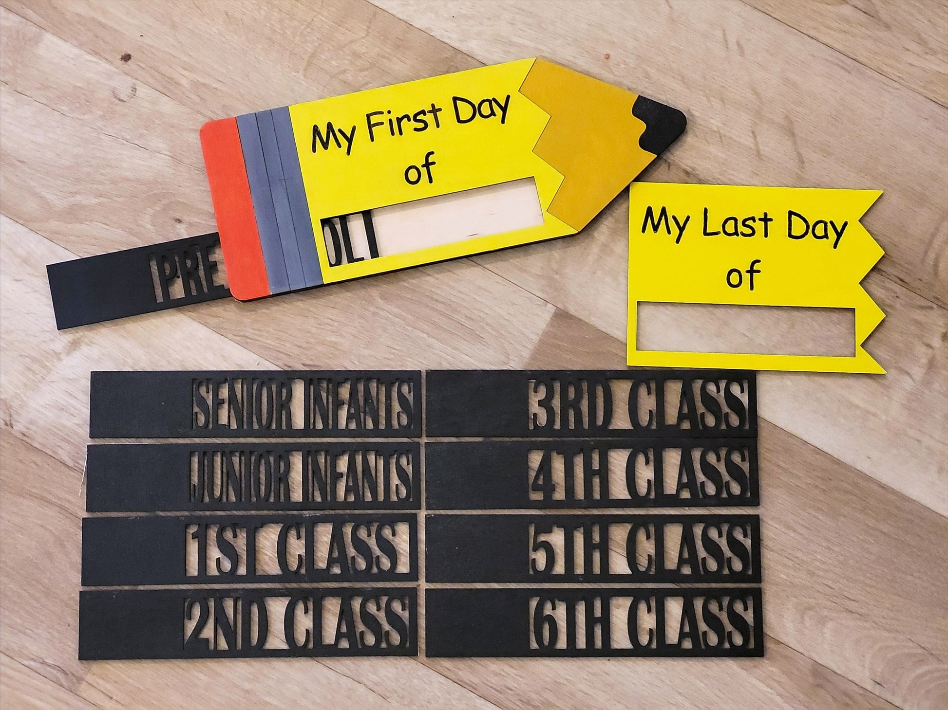 First / Last day of..., handmade, laser cut pencil