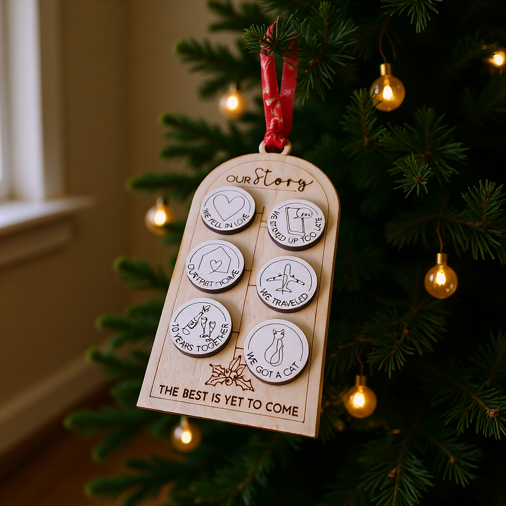 Personalised "Our Story" Wooden Milestone Ornament