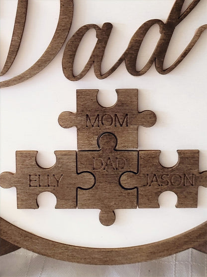 Dad Puzzle Sign, You are the Piece that Holds us Together, Multi-layer Dad sign