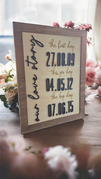 Wooden Wall Sign "Our love story", Valentine's Day gift