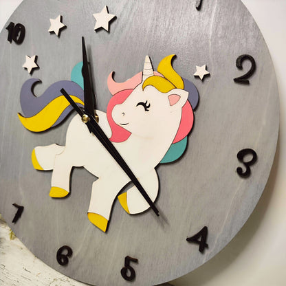 Kids Wooden Wall Clock "Unicorn"