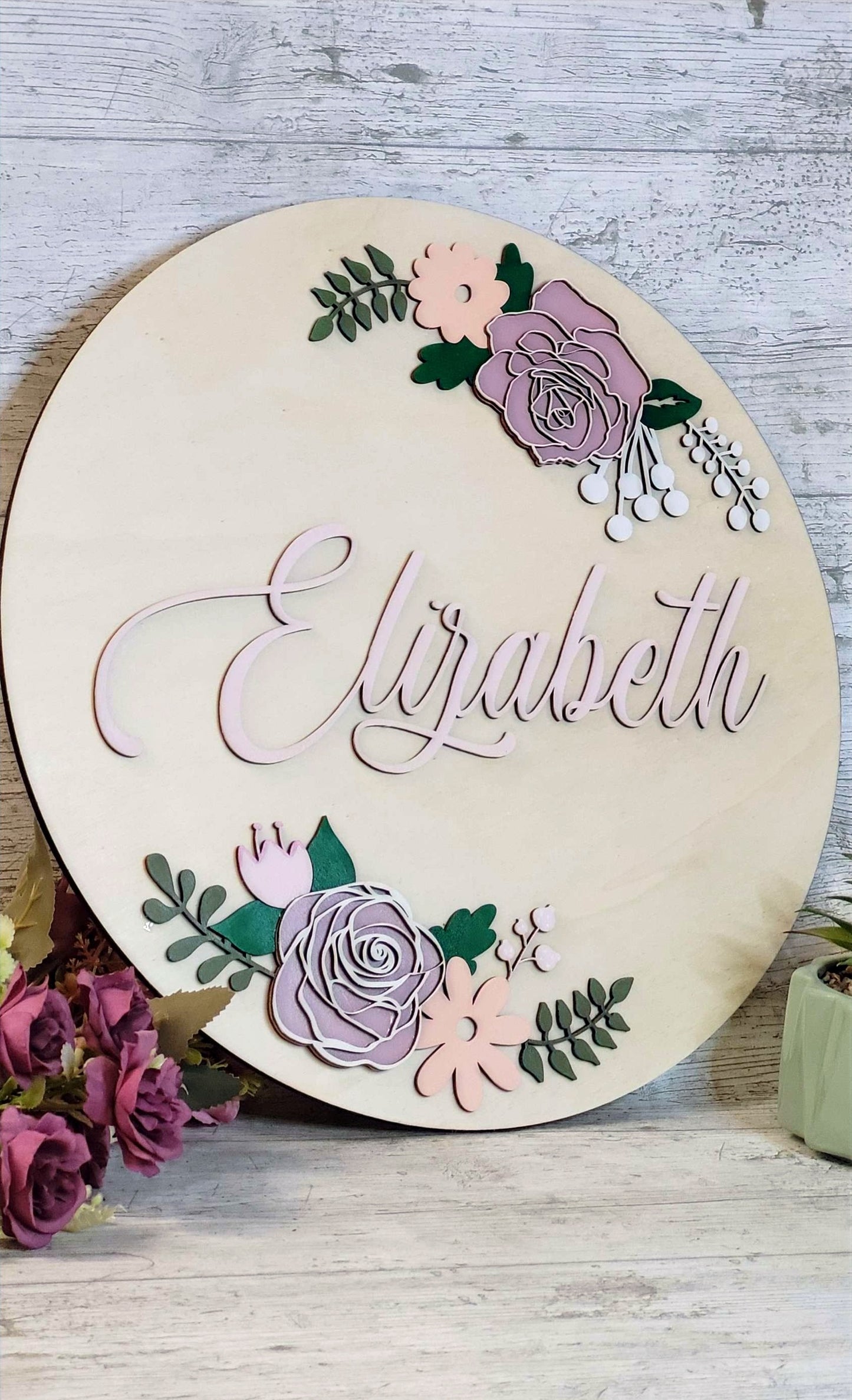 Personalised Flowers Nursery Name Plaque